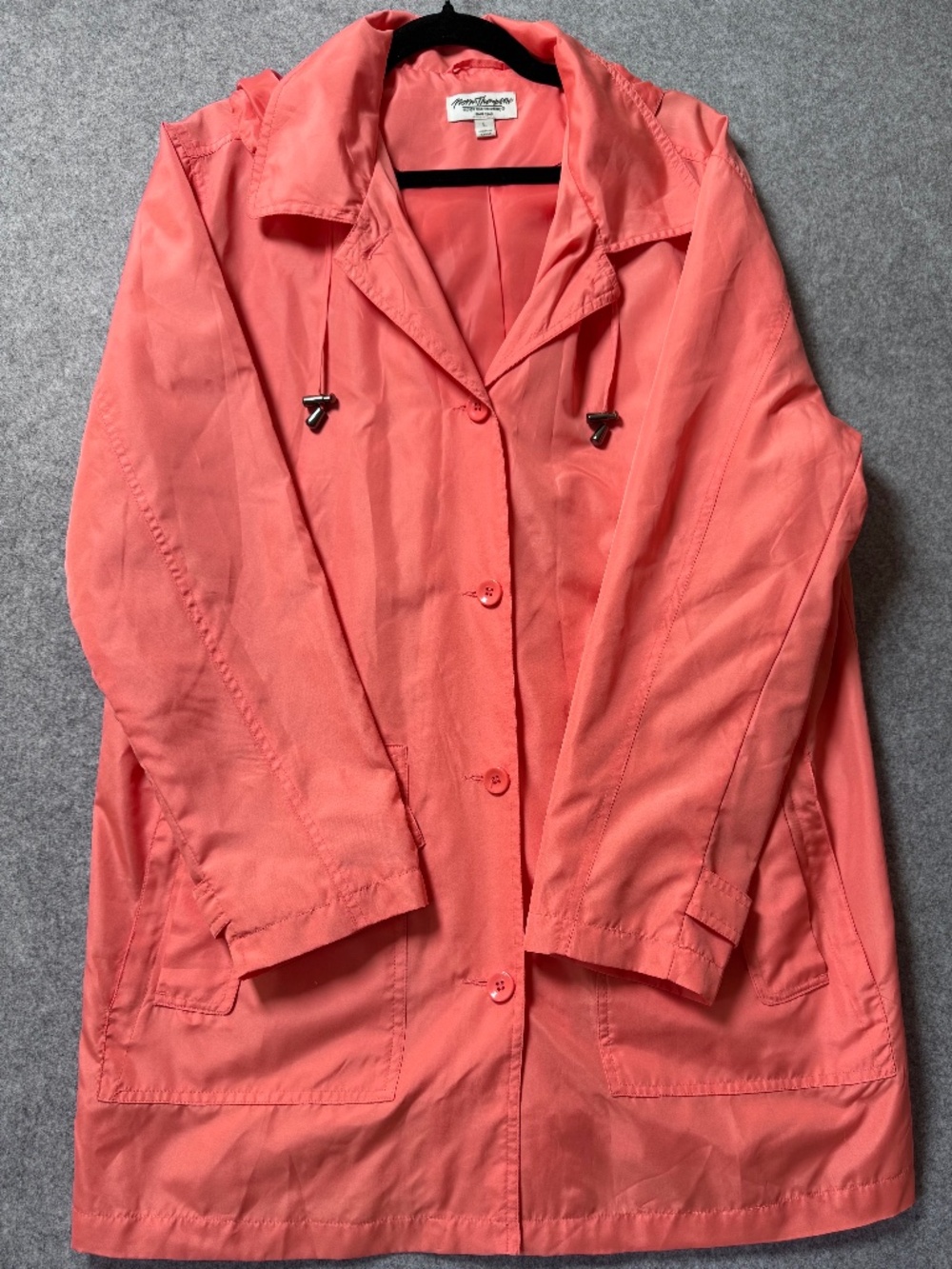 Norm Thompson Coral Lightweight Jacket Size L Hooded Utility Coat